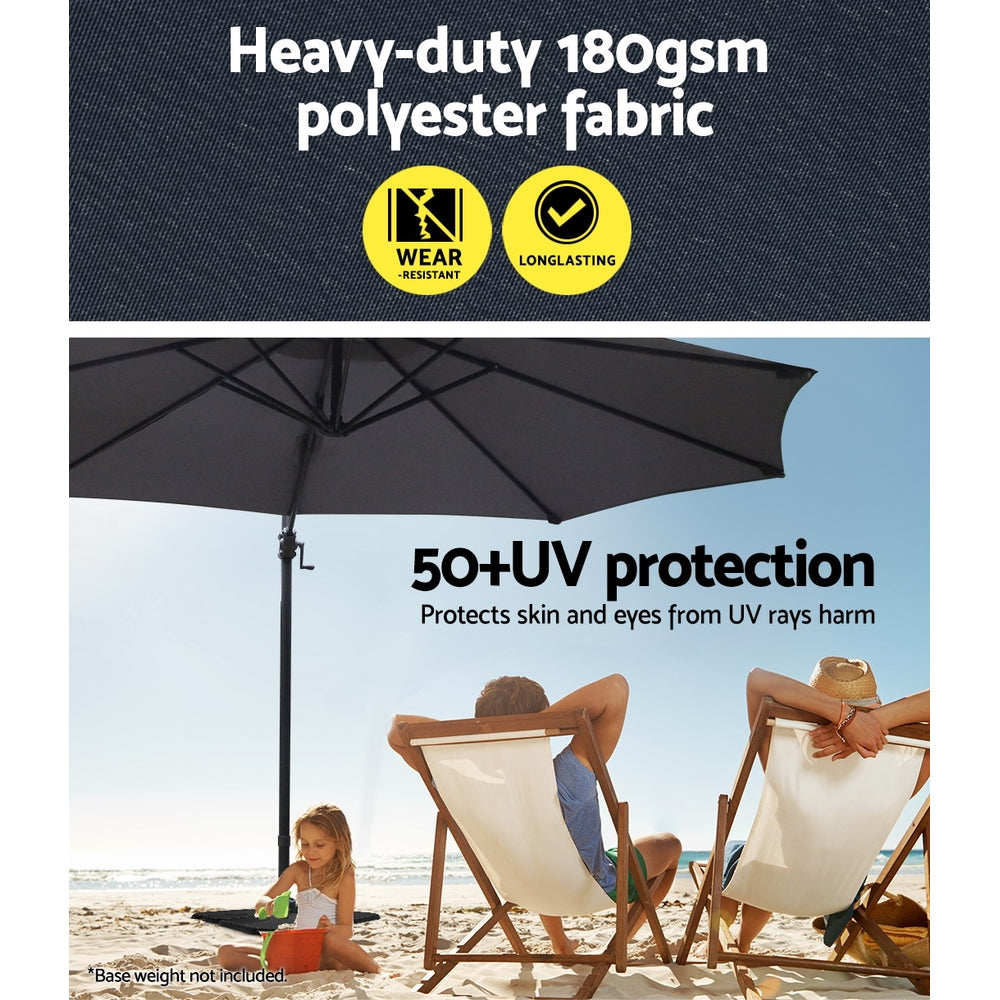 Instahut 3M Roma Outdoor Furniture Garden Umbrella 360 Degree Charcoal freeshipping - Awezingly