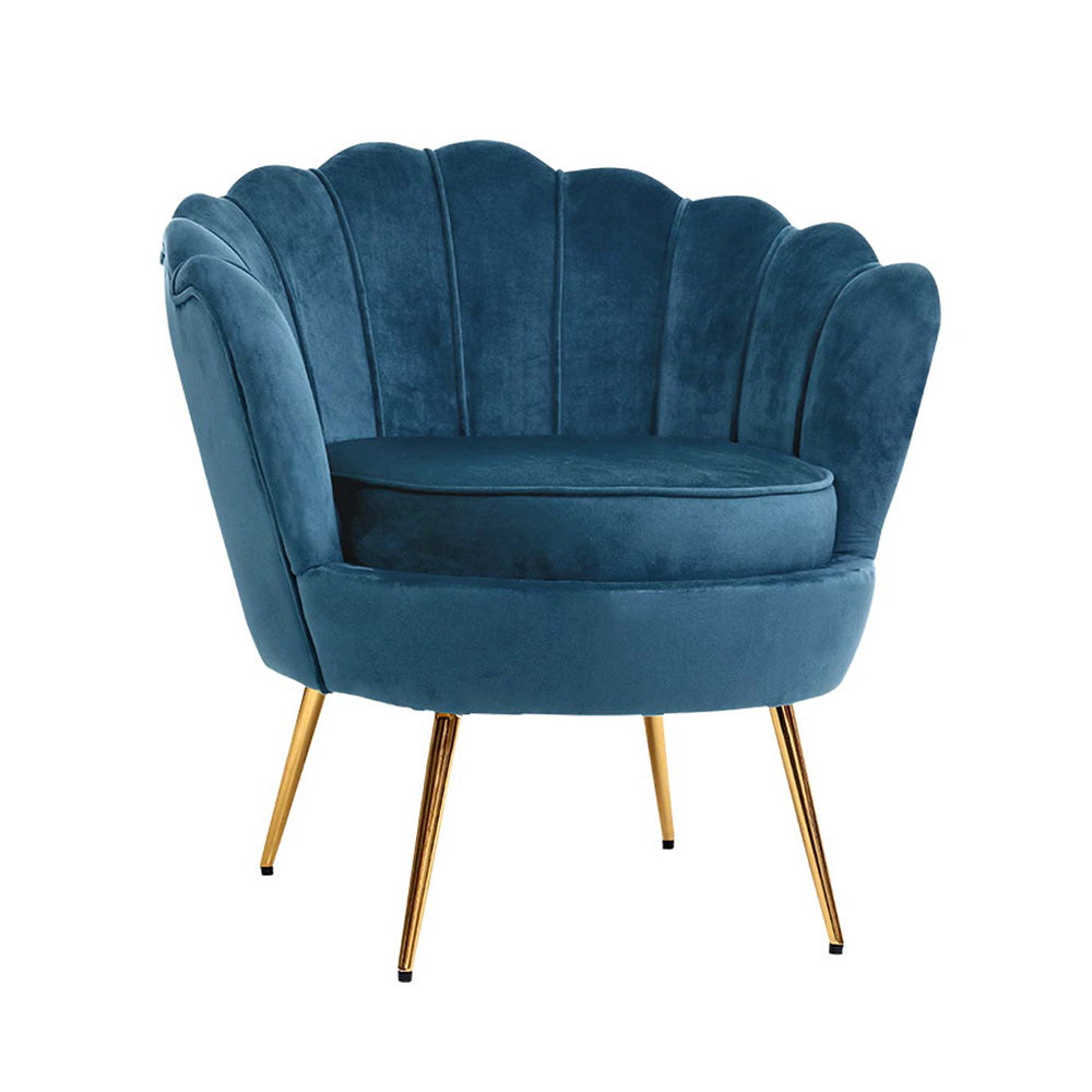 Artiss Armchair Lounge Chair Accent Retro Armchairs Lounge Shell Velvet Navy Artiss