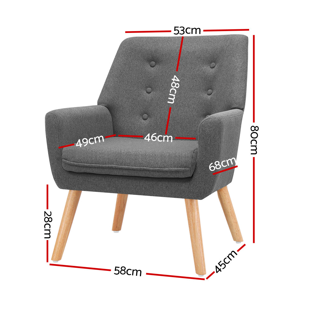 Artiss Fabric Dining Armchair - Grey freeshipping - Awezingly