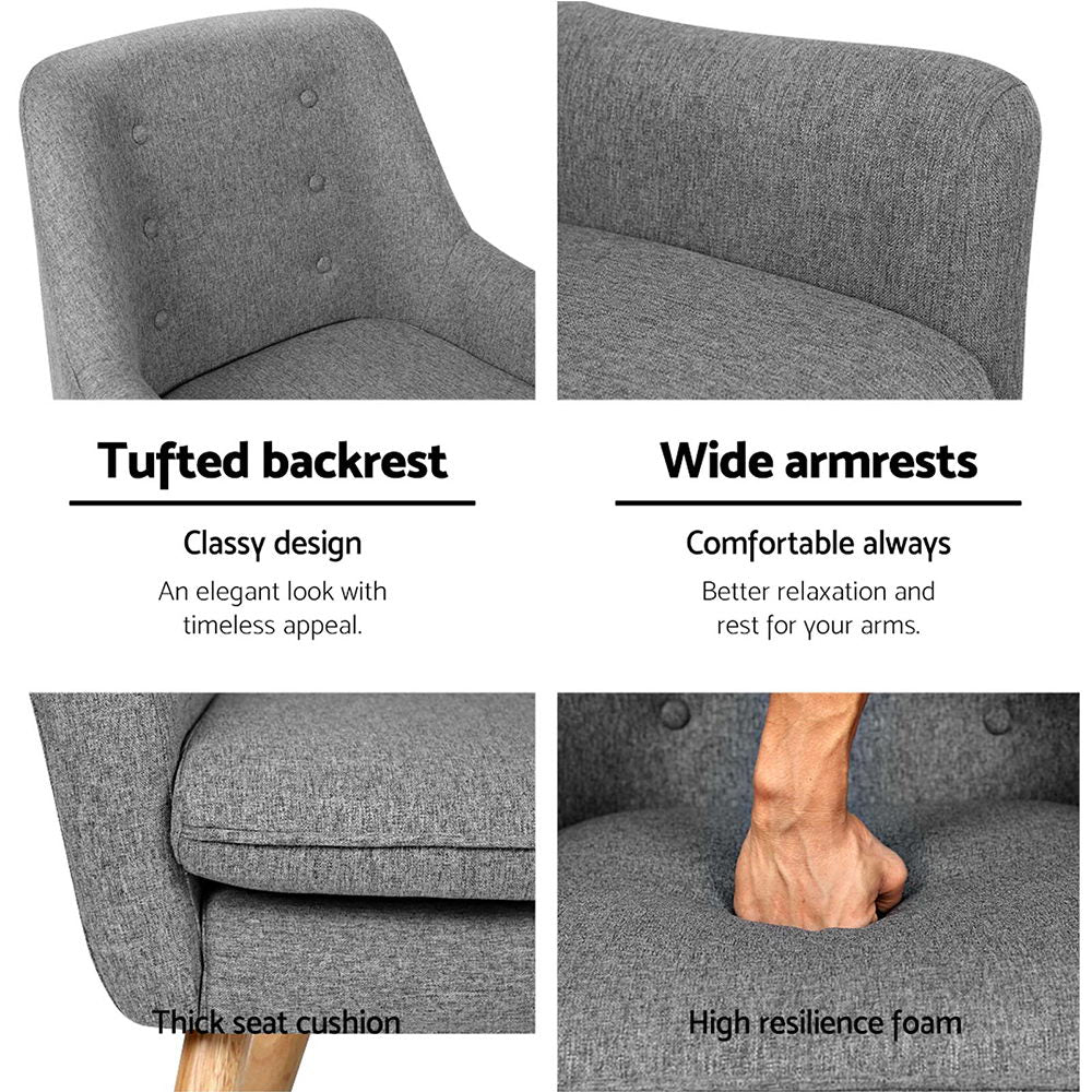 Artiss Fabric Dining Armchair - Grey freeshipping - Awezingly
