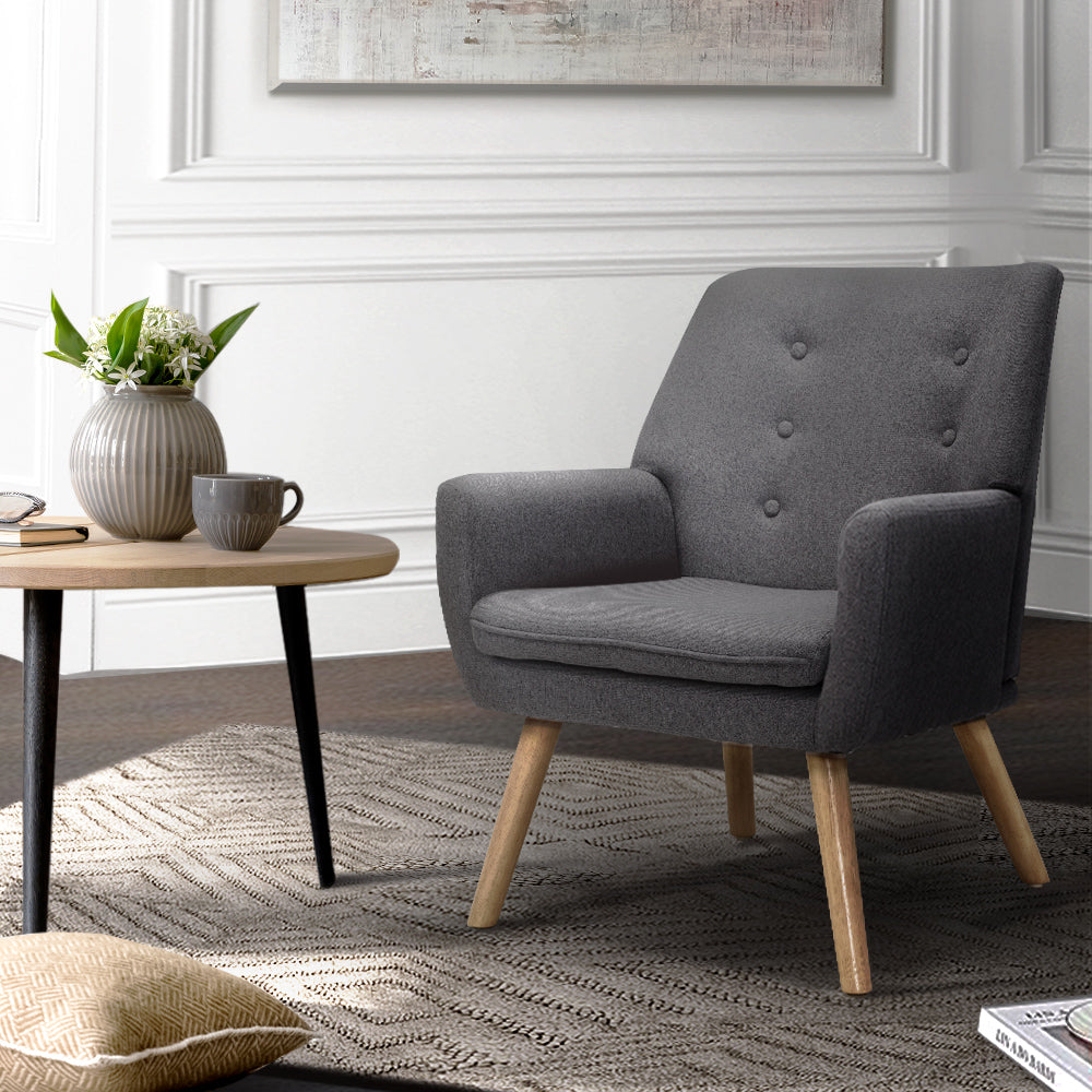 Artiss Fabric Dining Armchair - Grey freeshipping - Awezingly