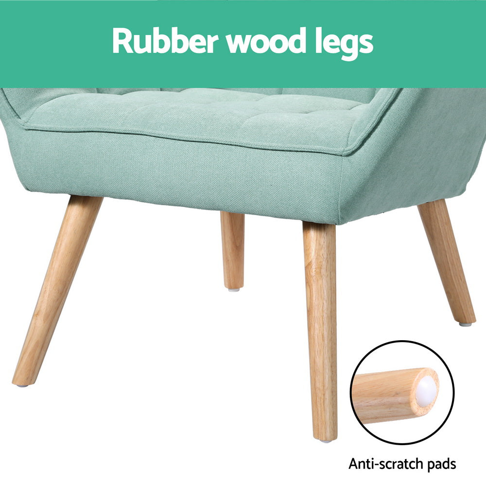 Artiss Armchair Lounge Chair Accent Chairs Sofa Linen Fabric Cushion Seat Blue Artiss