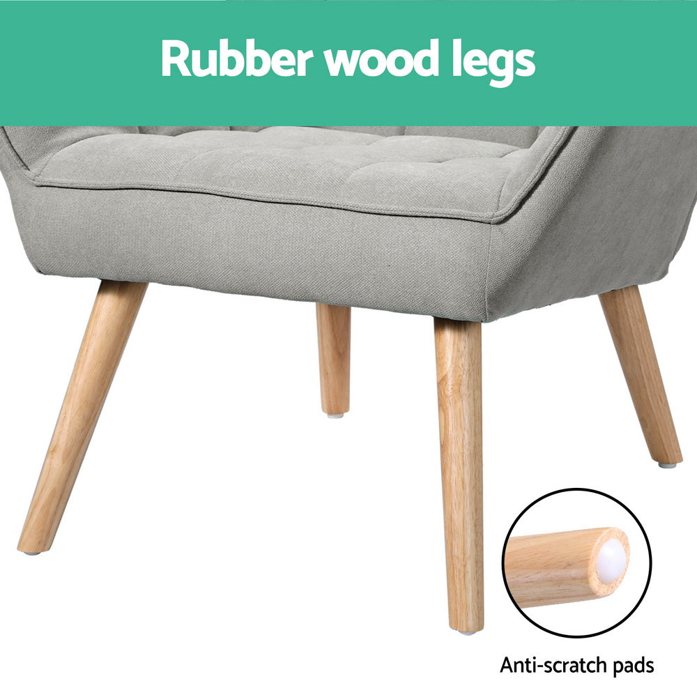 Artiss Armchair Lounge Chair Accent Chairs Sofa Linen Fabric Cushion Seat Grey Artiss