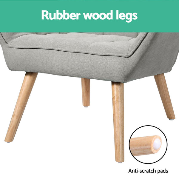 Artiss Armchair Lounge Chair Accent Chairs Sofa Linen Fabric Cushion Seat Grey Artiss