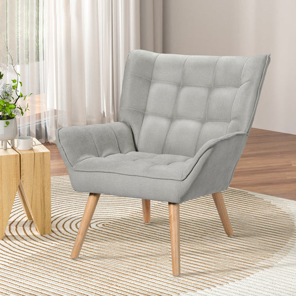 Artiss Armchair Lounge Chair Accent Chairs Sofa Linen Fabric Cushion Seat Grey Artiss
