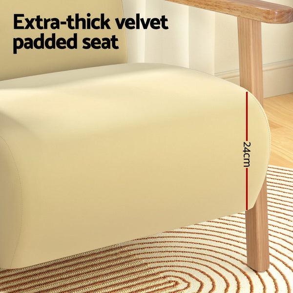 Artiss Armchair Velvet Yellow Olie Artiss