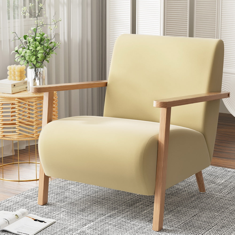 Artiss Armchair Velvet Yellow Olie Artiss