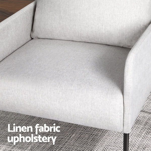 Artiss Armchair Lounge Chair Accent Chair Single Sofa Grey Linen Fabric Artiss