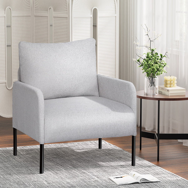 Artiss Armchair Lounge Chair Accent Chair Single Sofa Grey Linen Fabric Artiss