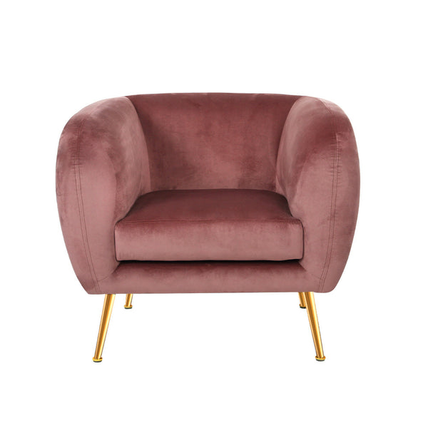 Artiss Armchair Lounge Sofa Arm Chair Accent Chairs Armchairs Couch Velvet Pink Artiss