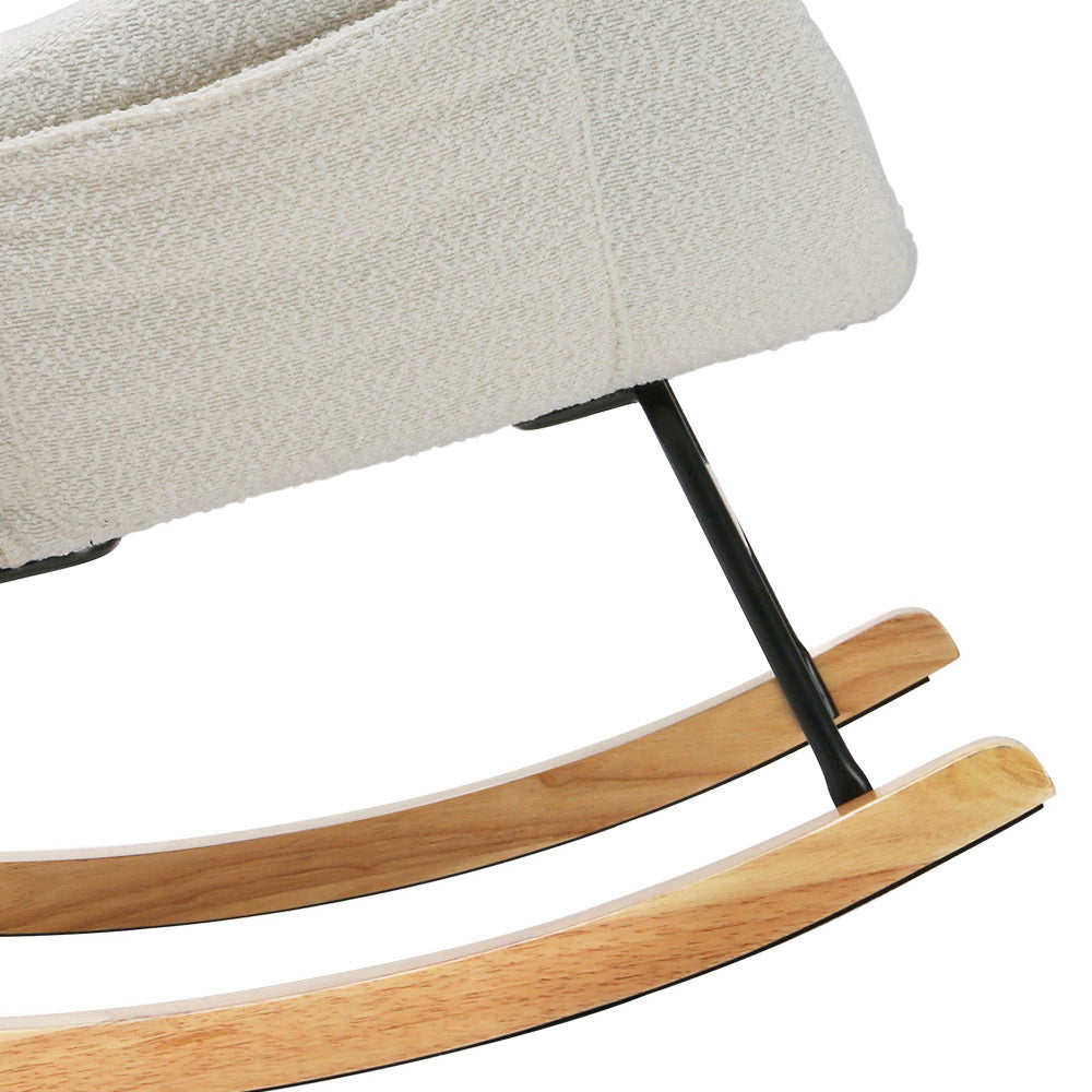 Artiss Rocking Armchair Feeding Chair Boucle Fabric Armchairs Lounge Sofa White Artiss