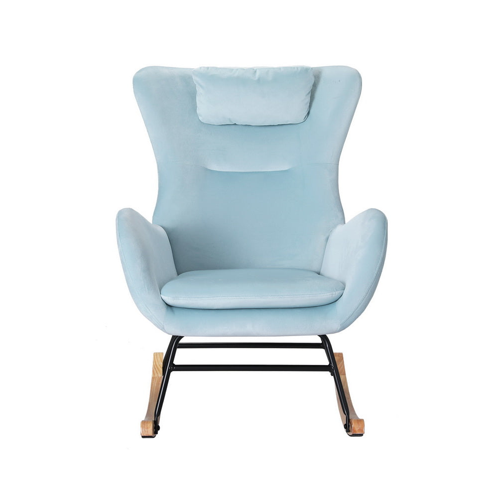 Artiss Rocking Chair Velvet Armchair Feeding Chair Blue Artiss