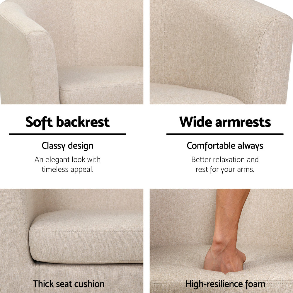 Artiss Armchair Lounge Chair Tub Accent Armchairs Fabric Sofa Chairs Wooden freeshipping - Awezingly