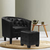 Artiss Armchair Ottoman Tub Accent Chairs PU Leather Black