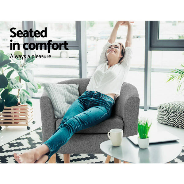 Artiss Abby Fabric Armchair - Grey freeshipping - Awezingly