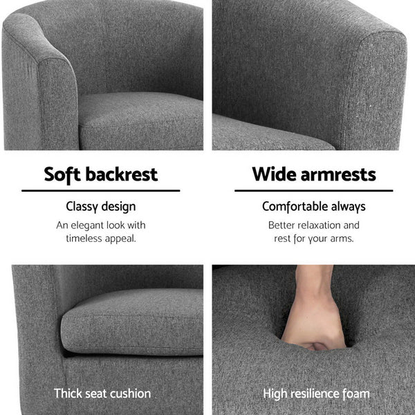 Artiss Abby Fabric Armchair - Grey freeshipping - Awezingly