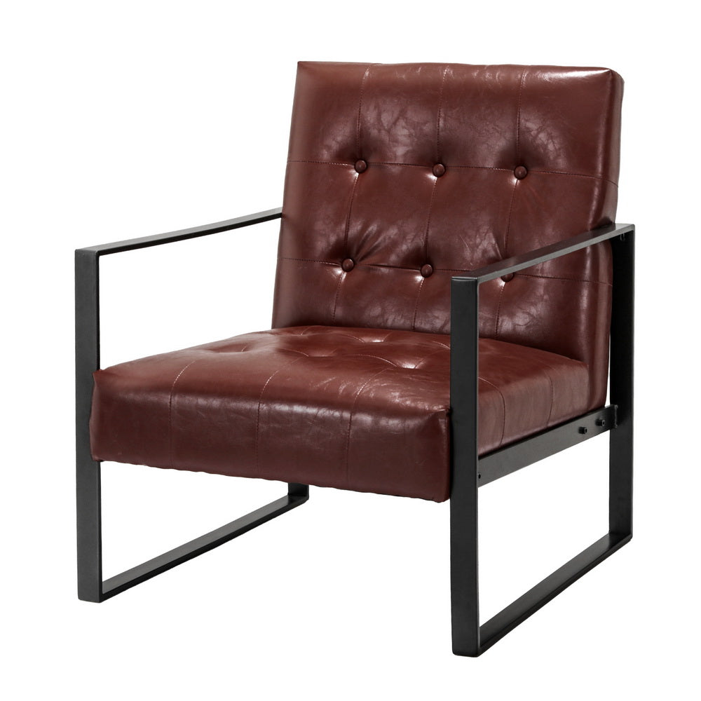 Artiss Armchair Lounge Chair Accent Chairs PU Leather Sofa Brown Metal Frame Artiss