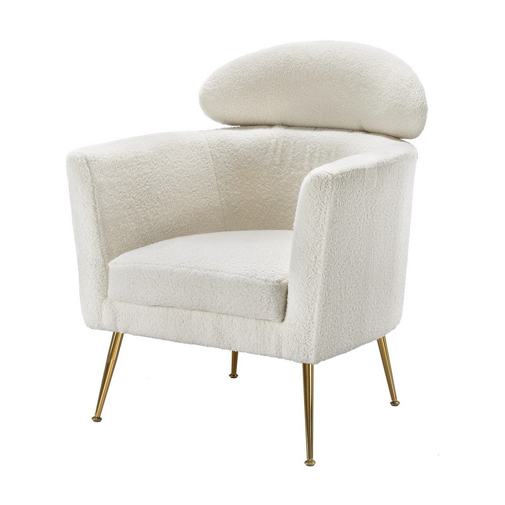 Artiss Armchair Boucle Fabric White Yoli Artiss