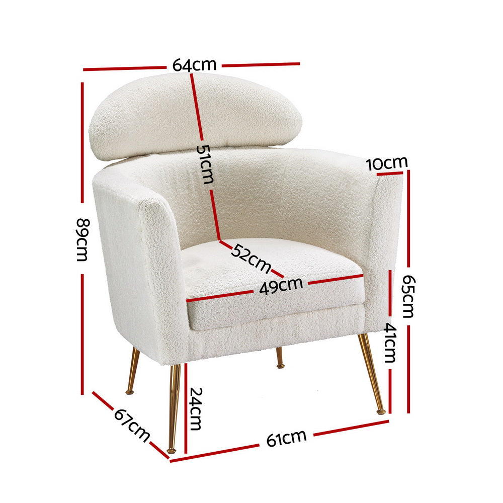 Artiss Armchair Boucle Fabric White Yoli Artiss