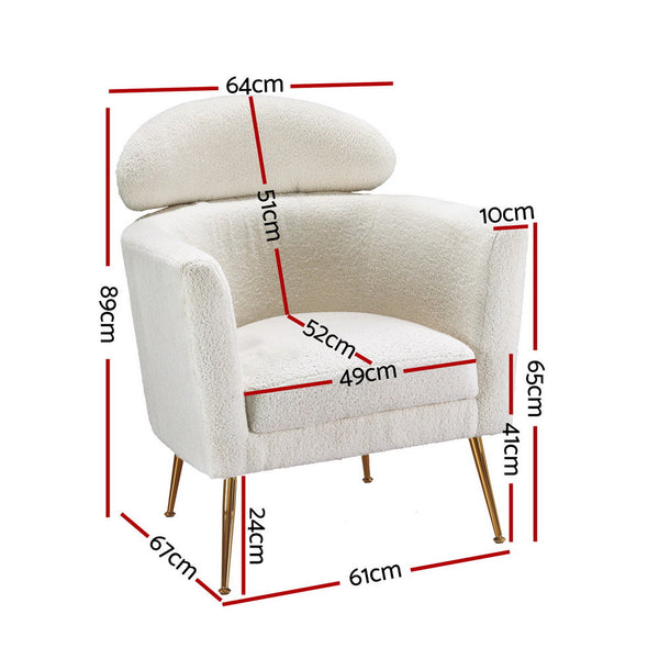 Artiss Armchair Boucle Fabric White Yoli Artiss