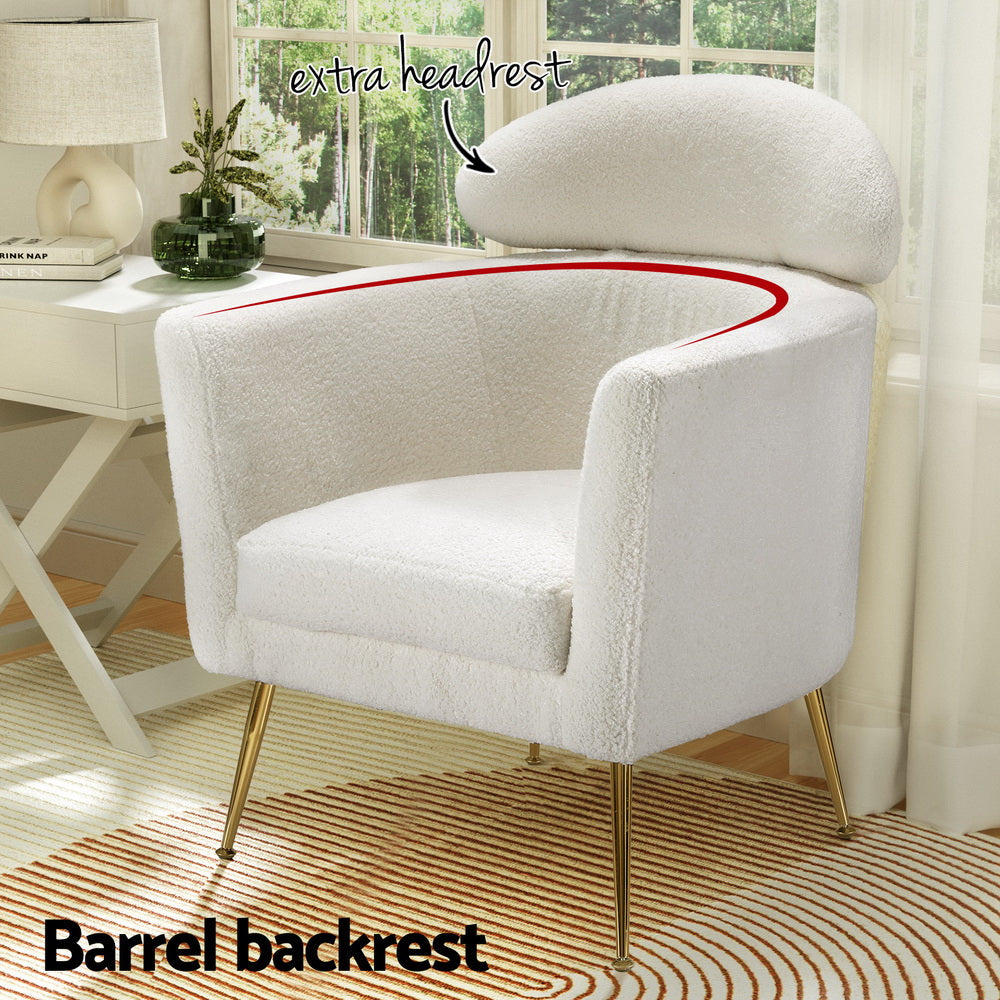 Artiss Armchair Boucle Fabric White Yoli Artiss