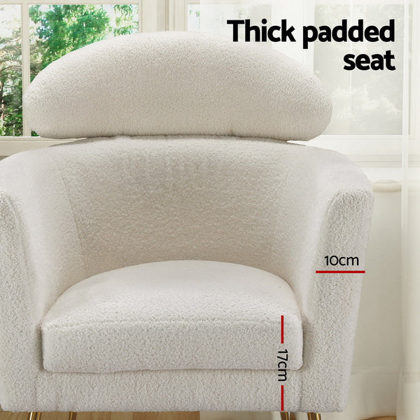 Artiss Armchair Boucle Fabric White Yoli Artiss