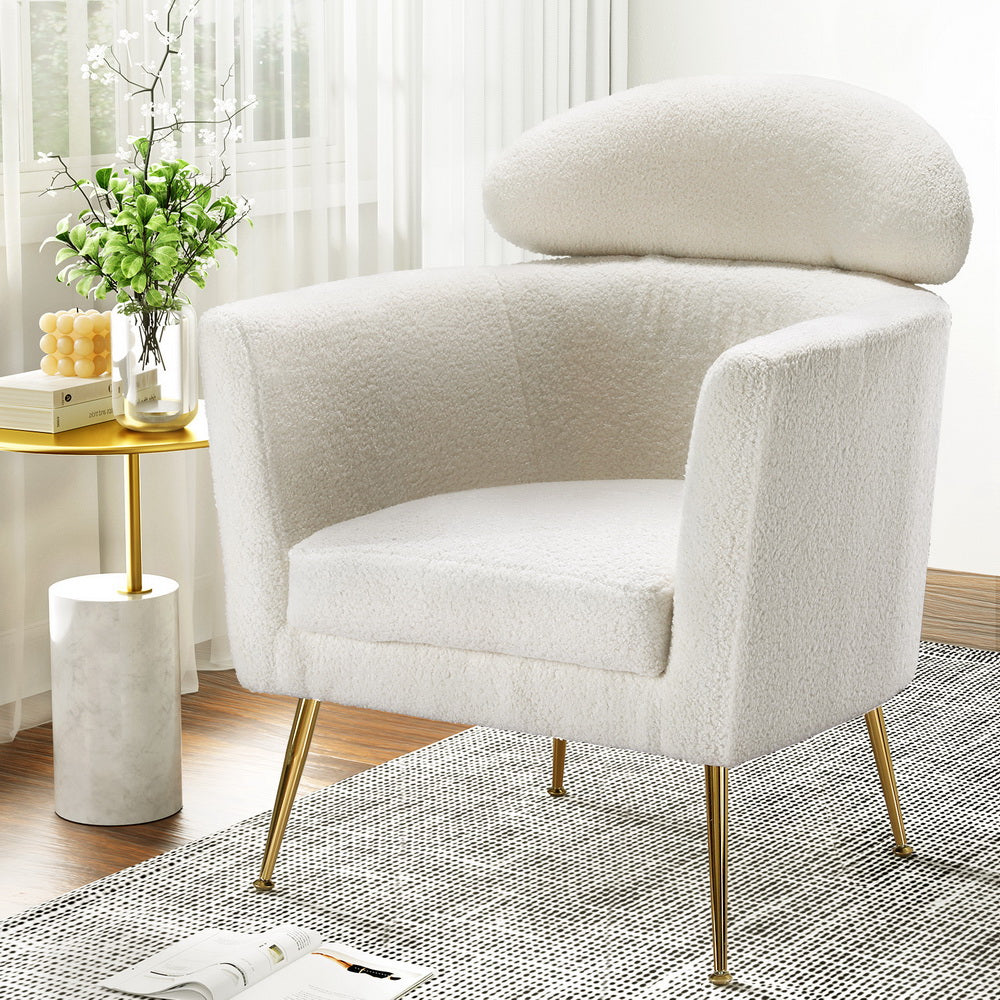 Artiss Armchair Boucle Fabric White Yoli Artiss