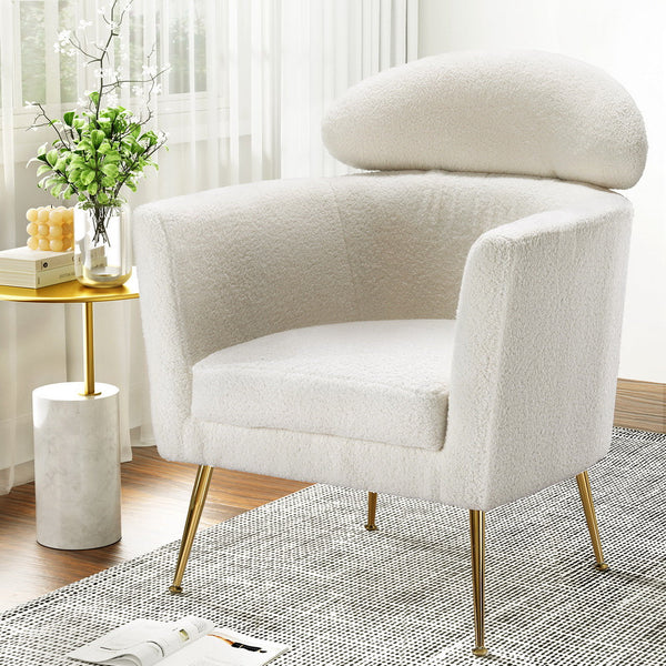 Artiss Armchair Boucle Fabric White Yoli Artiss