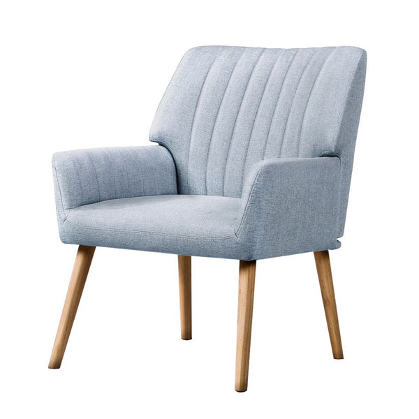 Artiss Armchair Lounge Chair Armchairs Accent Fabric Blue Grey Artiss