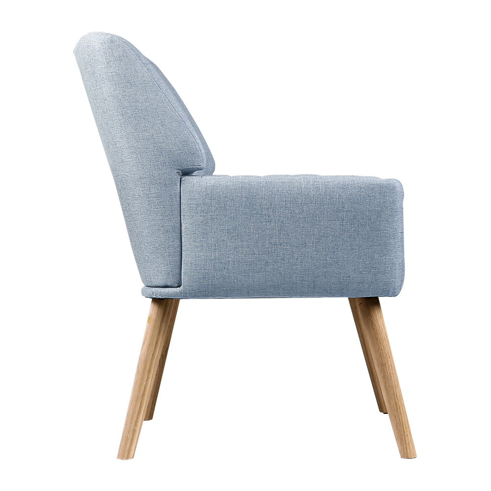 Artiss Armchair Lounge Chair Armchairs Accent Fabric Blue Grey Artiss