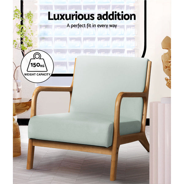 Artiss Armchair Lounge Chair Accent Armchairs Couch Sofa Bedroom Grey Wood Artiss