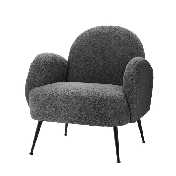 Artiss Armchair Lounge Chair Armchairs Accent Arm Chairs Sherpa Boucle Charcoal Artiss
