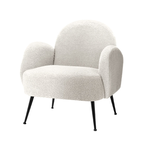 Artiss Armchair Lounge Chair Armchairs Accent Arm Chairs Sherpa Boucle White Artiss