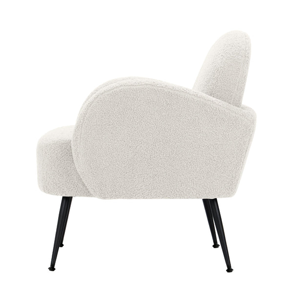Artiss Armchair Lounge Chair Armchairs Accent Arm Chairs Sherpa Boucle White Artiss