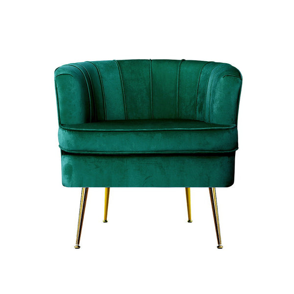 Artiss Armchair Lounge Accent Chair Armchairs Sofa Chairs Velvet Green Couch Artiss