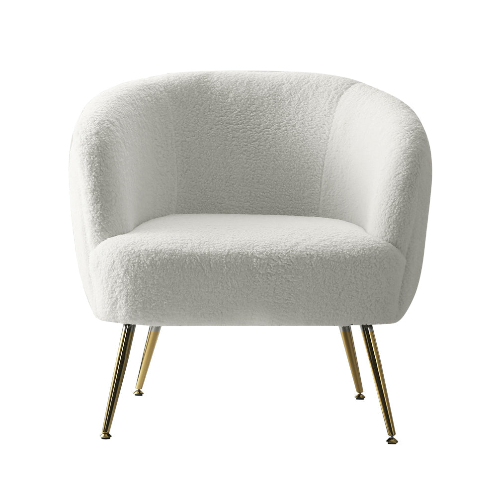 Artiss Armchair Lounge Chair Accent Chairs Armchairs Sherpa Boucle Sofa White Artiss