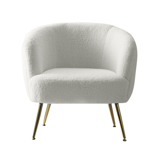 Artiss Armchair Lounge Chair Accent Chairs Armchairs Sherpa Boucle Sofa White Artiss