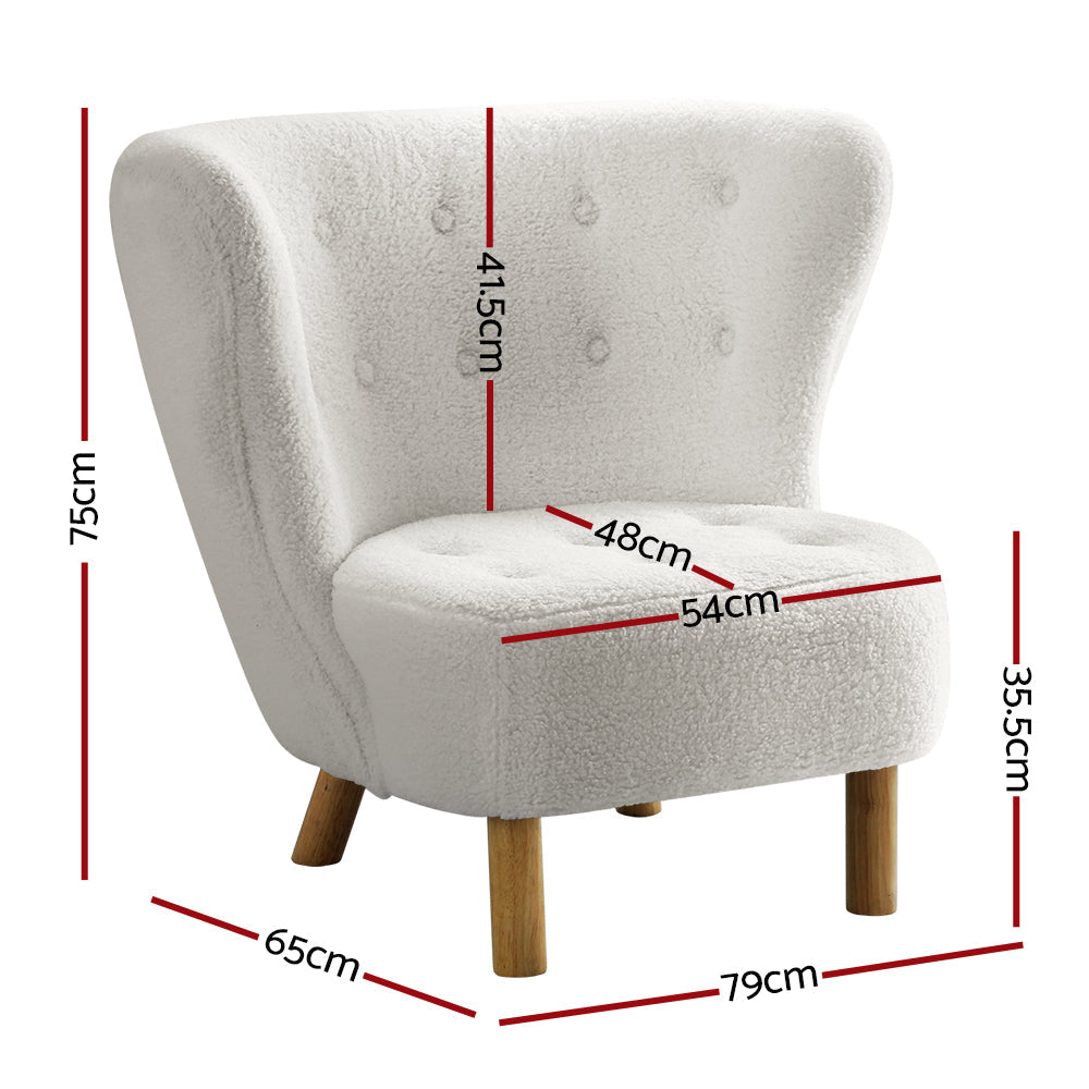 Artiss Armchair Lounge Accent Chair Armchairs Couch Chairs Sofa Bedroom White Artiss