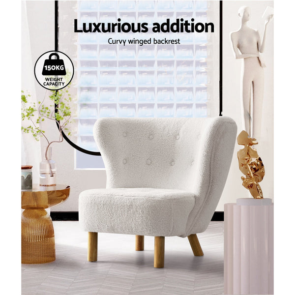 Artiss Armchair Lounge Accent Chair Armchairs Couch Chairs Sofa Bedroom White Artiss