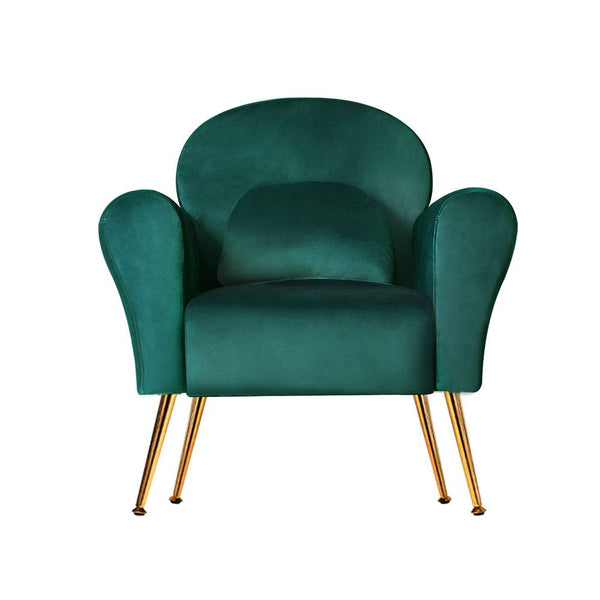 Artiss Armchair Lounge Chair Accent Armchairs Chairs Sofa Green Cushion Velvet Artiss
