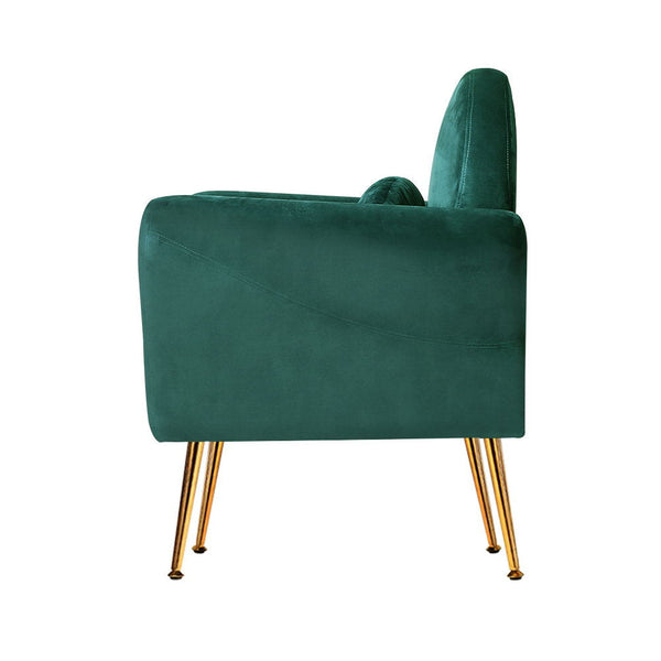 Artiss Armchair Lounge Chair Accent Armchairs Chairs Sofa Green Cushion Velvet Artiss