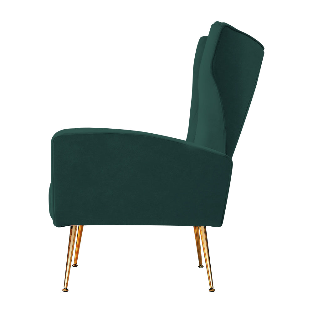 Artiss Armchair Lounge Chairs Accent Armchairs Chair Velvet Sofa Green Seat Artiss