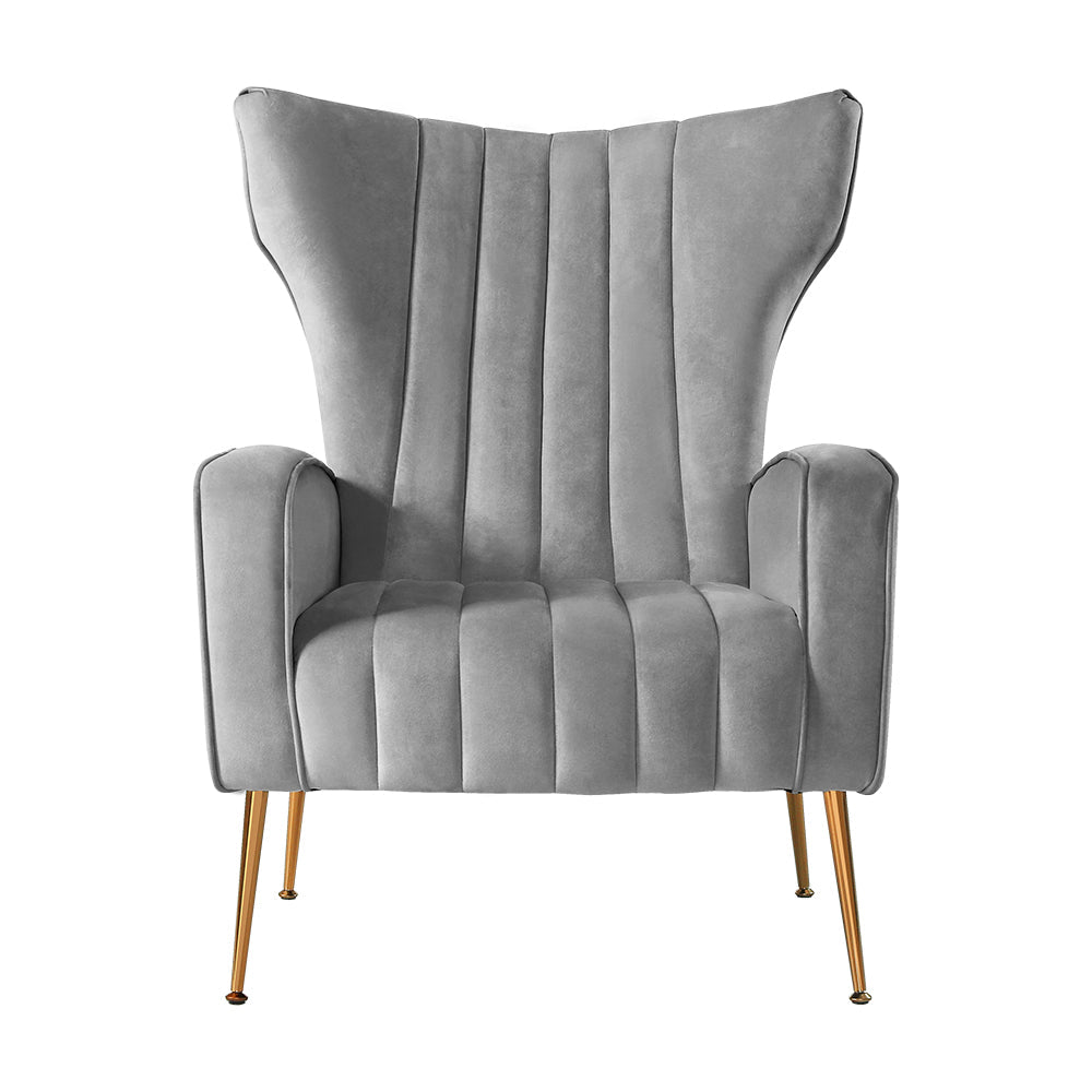 Artiss Armchair Lounge Accent Chairs Armchairs Chair Velvet Sofa Grey Seat Artiss
