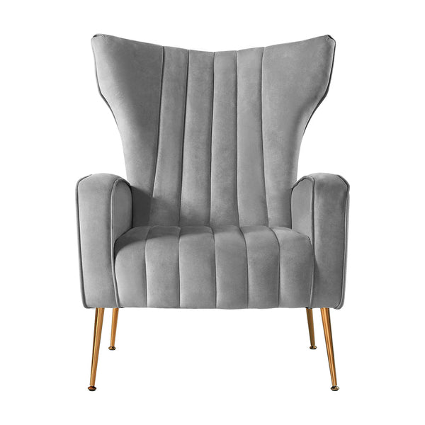 Artiss Armchair Lounge Accent Chairs Armchairs Chair Velvet Sofa Grey Seat Artiss