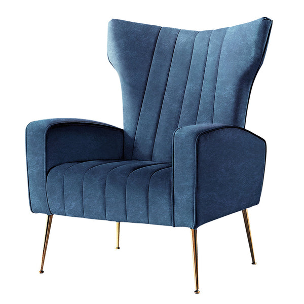 Artiss Armchair Lounge Accent Chairs Armchairs Chair Velvet Sofa Navy Blue Seat Artiss
