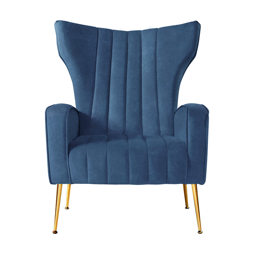 Artiss Armchair Lounge Accent Chairs Armchairs Chair Velvet Sofa Navy Blue Seat Artiss