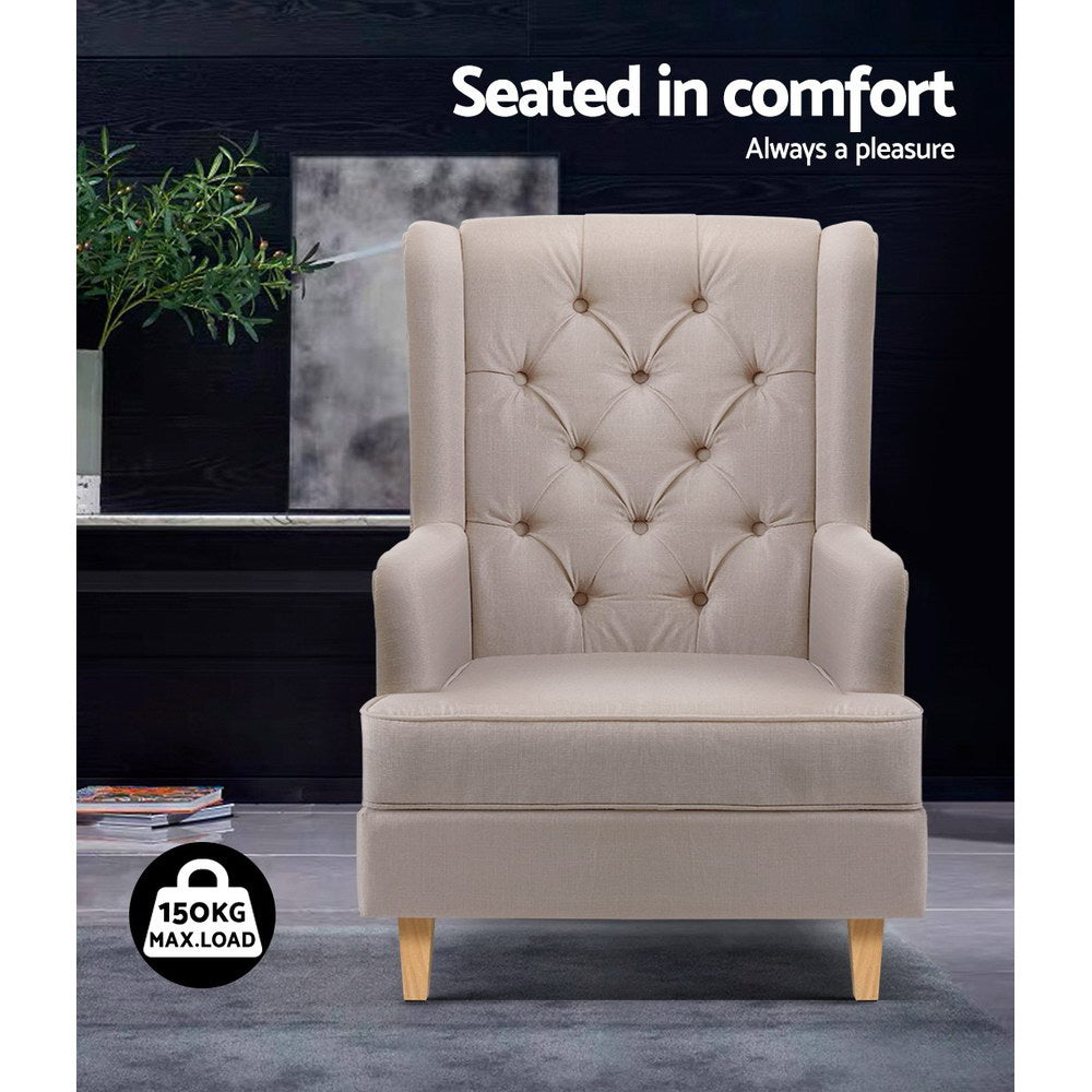 Artiss Rocking Armchair Feedining Chair Fabric Armchairs Lounge Recliner Beige freeshipping - Awezingly