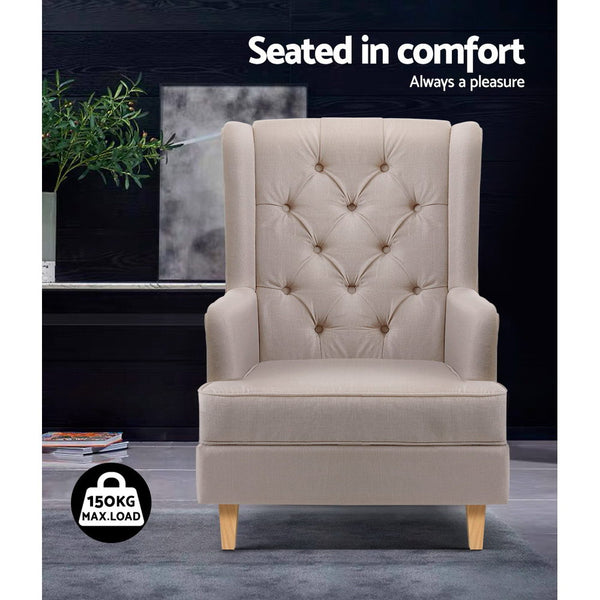 Artiss Rocking Armchair Feedining Chair Fabric Armchairs Lounge Recliner Beige freeshipping - Awezingly