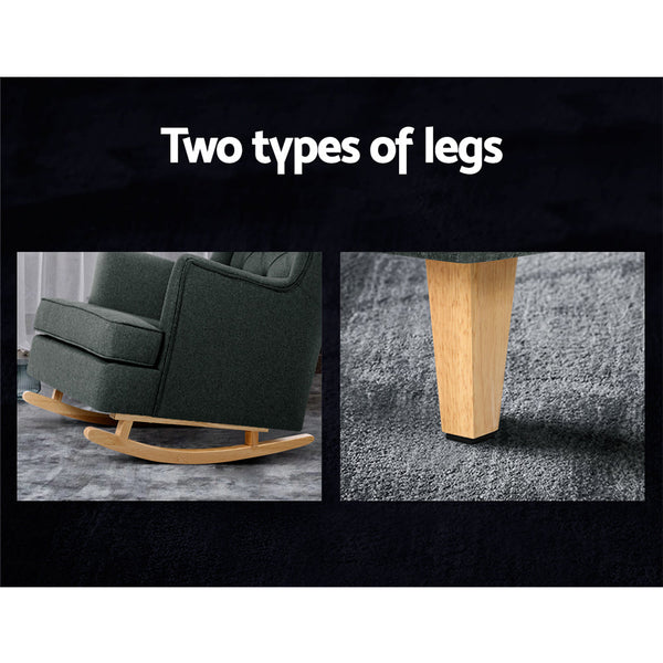 Artiss Rocking Armchair Feeding Chair Fabric Armchairs Lounge Recliner Charcoal Artiss