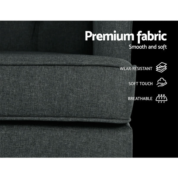 Artiss Rocking Armchair Feeding Chair Fabric Armchairs Lounge Recliner Charcoal Artiss